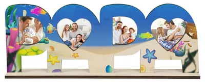 Productafbeelding van Houten letterdecoratie set voor een fotolijst, voor papa, doe-het-zelf fotolijst om te beschilderen, Vaderdagcadeau