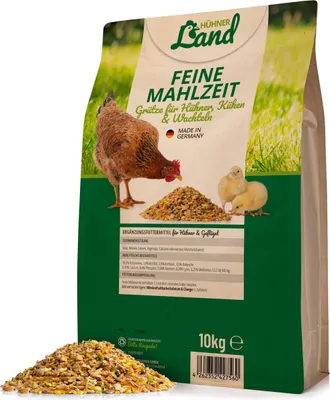Produktbild von HÜHNER Land Natur Hühnerfutter Feine Mahlzeit 10kg, für Hühner, Küken und Wachteln – Kükenfutter, Futterabwechslung ohne Zusätze