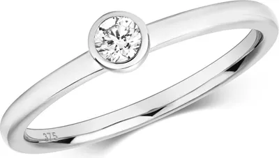 Produktbild von Funkelndes Feuer 9 Karat (375) Weißgold Damen - Diamant Solitärring Brillant-Schliff 0.10 Karat HI - I1, 58 (18.5); TRS347789KWRSQ