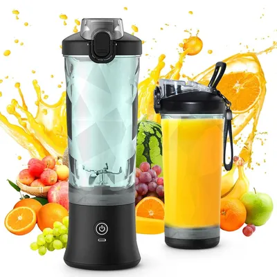 Produktbild von Tragbarer Mixer, Mini Standmixer, Type-C, 2000mAh, 600ml, Schwarz