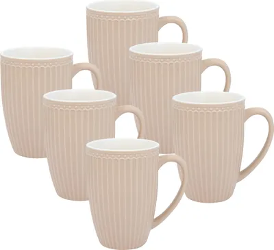 Produktbild von Greengate Alice Becher mit Henkel groß creamy fudge 0,5l Set6
