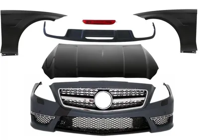 Productafbeelding van Bodykit voor Mercedes CLS W218 C218 limousine, modeljaren 2011-2018, met CLS63-uitstraling. Inclusief spatborden.
