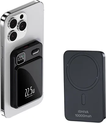 Produktbild von Magnetische Kabellose Powerbank, 10000 mAh Wireless Magnetische Powerbank, Schnelles Laden, Schwarz