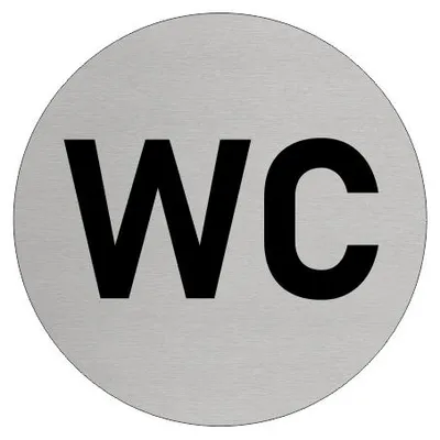 Immagine prodotto di Targa per porta in alluminio CombiCraft 'WC' Ø75 mm con nastro 3M