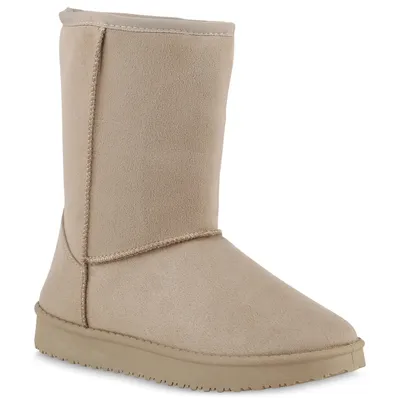 Produktbild von VAN HILL Damen Schlupfstiefel Warm Gefütterte Stiefel Winter Plateau Boots 902279, Farbe: Khaki, Größe: 40