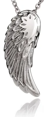 Produktbild von Edelstahl Anhänger Feder Engelsfügel Mit Edelstahl Kette HSP4290 - 45 Zentimeter