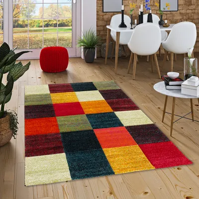 Produktbild von Designer Teppich Maui Modern Rot Bunt Karo, Größe:160x230 cm