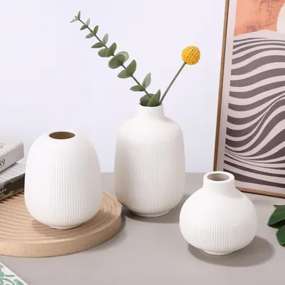 Zdjęcie produktu dla Zestaw 3 nowoczesnych wazonów ceramicznych na kwiaty
