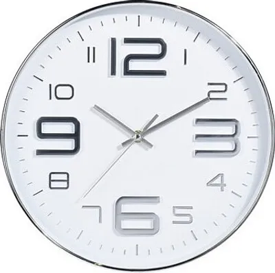 Productafbeelding van Decoratieve wandklok, 30 cm, rond, zilverkleurig