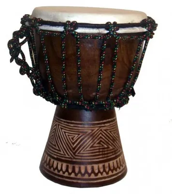 Produktbild von Djembe Trommel aus Teakholz mit Ziegenfell, handgefertigt, 20–40 cm, Grösse:ca. 40 cm