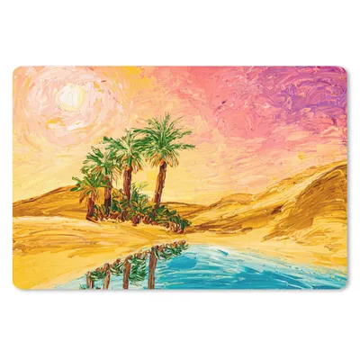 Produktbild von MuchoWow® Mauspad Mousepad Gemälde - Öl - Palme - Natur - Wasser 27x18 cm - Mousepads - Maus Mat - Pad - Mausunterlage - Büroartikel - Desk Matten