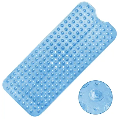 Productafbeelding van Antislip badmat, 100x40 cm, PVC, blauw, met zuignappen, machinewasbaar