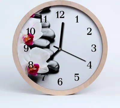 Produktbild von Holzuhr 30fi cm wanduhr - Steine ​​Orchideen Blumen