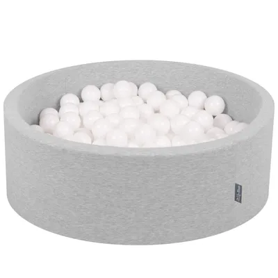 Obrázek produktu pro KiddyMoon 90x30cm/300 míčků ∅ 7cm Kulatý Suchý Bazén s míčky Certifikováno vyrobeno v EU, Světle Šedá:Bílá