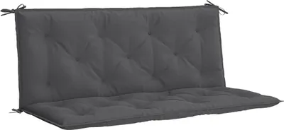 A dark gray bench cushion on a white background.
