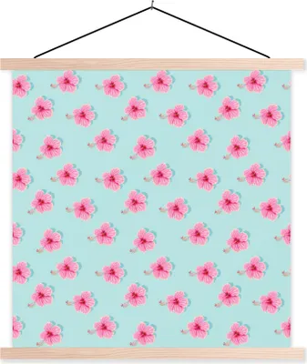 Produktbild von MuchoWow® Textilposter Blumen - Sakura - Sommer 40x40 cm mit holzfarbenen Rahmen - Posterleiste