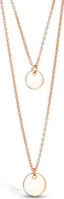 Produktbild von viva-adorno Edelstahl Damenkette mit Plättchen Coin Kette Halskette Runde Anhänger 50cm Länge HK43,rosegold