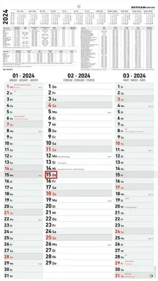 Produktbild von 3-Monatskalender Streifenplaner 2024 33x58,8