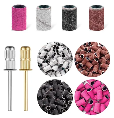 Produktbild von Nagelfräser Aufsätze 200 Stück mit 2 Nagelbohrern, 80/120/180/240 Grit