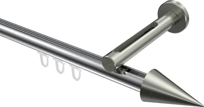 Produktbild von Interdeco Innenlaufstange / Gardinenstange mit Innenlauf Chrom / Edelstahl-Optik, Typ Siteno Savio (Kegel), 20 mm Ø 1-läufig, 540 cm
