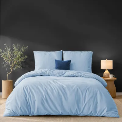 Productafbeelding van Twinzen beddengoed, 200x200 cm, blauw - Bedovertrek 200x200 van microvezel met 2 kussenslopen van 65x65 cm - gecertificeerd
