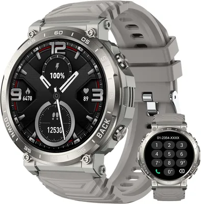 Produktbild von PYRODUM Herren Smartwatch 1.52 Zoll AMOLED Display 110+ Sportmodi Bluetooth Anrufe Herzfrequenz Blutdruck & Schlaftracking 5ATM wasserdicht