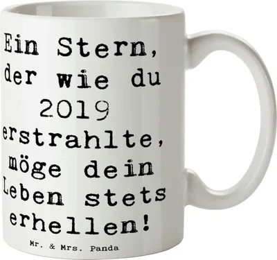 Produktbild von Mr. & Mrs. Panda Kaffeetasse Spruch 2019 Geburtstag Stern - Weiß - Geschenk, Freude, Geburtstagsgeschenk, Geburtstagsparty, Geburtstagsdeko, Geburtsjahr, Becher, haferl