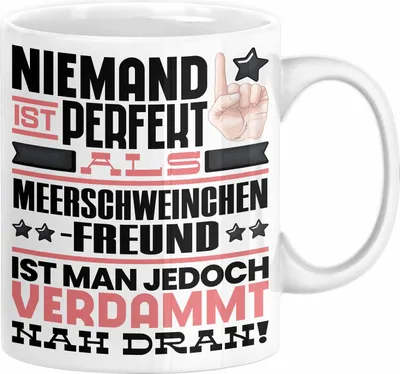 Produktbild von Meerschweinchenfreund Geschenk Tasse Lustige Geschenkidee für Meerschweinchenfreund Geburtstag Kaffee-Becher Niemand Ist Perfekt Aber Als Meerschweinchenfreund Ist Man Nah Dran (Weiß)
