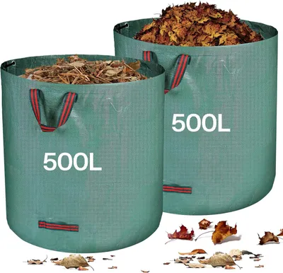 Produktbild von Tuinafvalsäcke, 2 x 500 L, grün, mit Handgriffen, für Gartenarbeiten