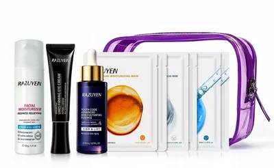 Produktbild von Pflege Geschenkset 9 Teile: Masken, Peptide Serum, Gesichtscreme, Augencreme, Kosmetiktasche