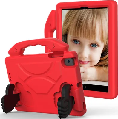Produktbild von Kinder Schutzhülle für iPad 9,7 2018/2017, iPad Pro 9,7 2016, iPad Air 2 2014/iPad Air 2013 9,7", Leicht EVA-Schaum mit Griff Ständer Hülle Rot
