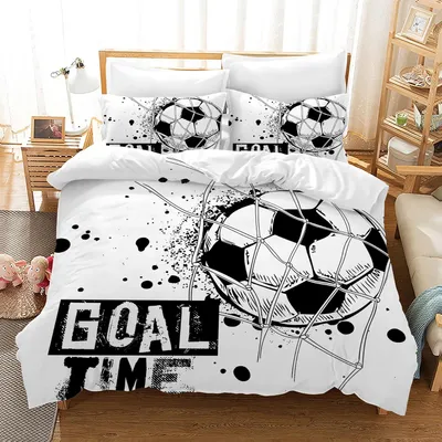 Produktbild von TRANKIELO® - Bettbezug 3D Fußball, 220 x 240 cm - Mikrofaser + 2 Kopfkissenbezüge, 50 x 75 cm