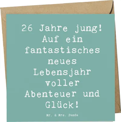 Produktbild von Mr. & Mrs. Panda Glückwunschkarte Spruch 26. Geburtstag - Meeresbrise - Geschenk, herzlicher Wunsch, neues Lebensjahr, Happy Birthday, anlasskarte, Grußkarte, doppelkarte