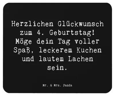 Produktbild von Mr. & Mrs. Panda Mouse Pad Spruch 4. Geburtstag - Schwarz - Geschenk, Mousepad, feiern, mauspad laptop, computer, Kindergeburtstag, Kinderfreude, Geburtstagsdeko