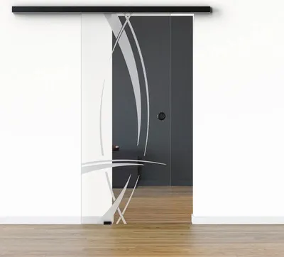 Produktbild von Pertura Glasschiebetür Komplettset Glera Tangle 01 900x2050 mm Links inkl. Beschlag Selir Aluminium schwarz,Griffmuschel