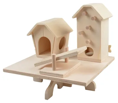 Obrázek produktu pro DUVO+ Dřevěné hřiště pro hlodavce s domečky 23x20x22cm, 65410407