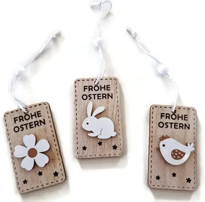 Produktbild von Osteranhänger aus Holz, Osterdekoration, 3 Stück