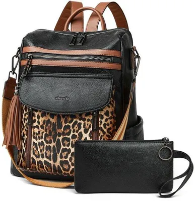 Image de Sac à dos en cuir pour femme, sac de voyage à bandoulière