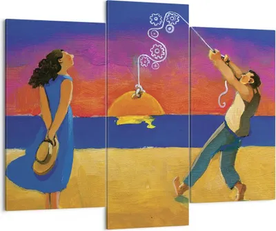Produktbild von Bild auf Leinwand - Leinwandbild - 3 Teile - Symbol Liebe Surrealismus - 130x100cm - Wand Bild - Wanddeko - Wandbilder - Leinwanddruck - Bilder - Wanddekoration - Leinwand bilder - CB130x100-4411
