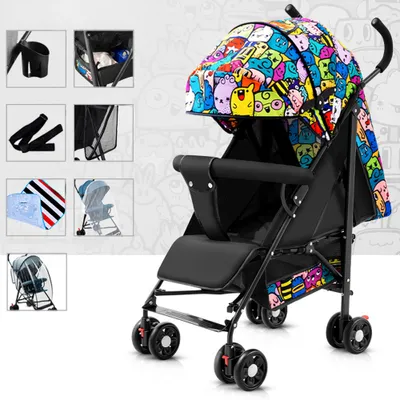 Produktbild von Kinderwagen-Set, Verstellbarer Kinderwagen, Buggy, Kombikinderwagen, Faltbuggy, Reisebuggy, Schiebewagen L48×B67×H98 cm A /QDCQP/