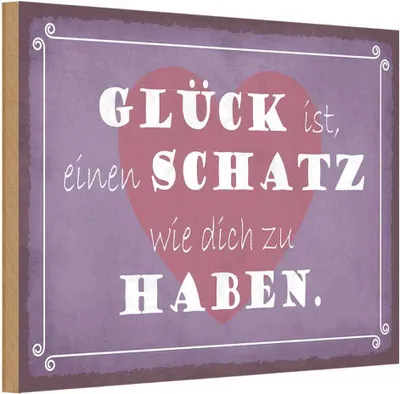 Produktbild von vianmo Holzschild 12x18 cm Glück ist Schatz dich zu haben Dekoration