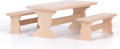 Zdjęcie produktu dla 1/12 Miniaturowy domek dla lalek Drewniane meble Stół Ławka Zestaw akcesoriów Stół Ławka