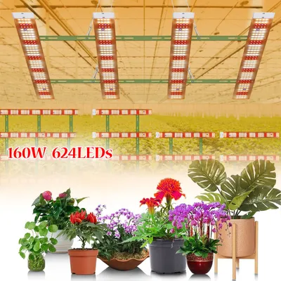 Produktbild von 160W 624LEDs Pflanzenlampe LED Vollspektrum Pflanzenlicht  Grow Light Wachstumslampen für Zimmerpflanzen Sämlinge, Gemüse