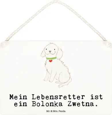 Produktbild von Mr. & Mrs. Panda Holzschild Bolonka Zwetna Lebensretter DIN A6 - Weiß - Geschenk, wandtafel, holzbild, Tsvetnaya, Wandbild Holz, Türschild, Schild