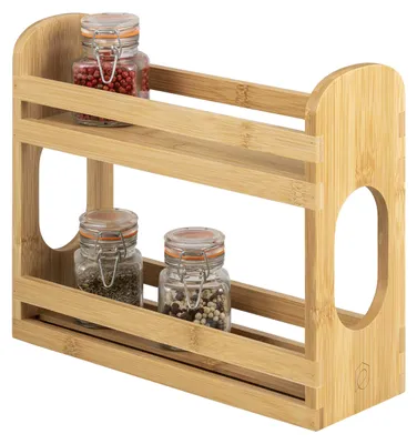 Image de Étagère à épices extensible Eluno à 2 niveaux en bambou 29 x 10 x 24,5 cm