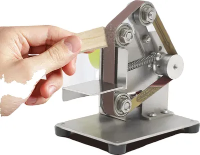 Immagine prodotto di Mini smerigliatrice a nastro, potenza 150 W, velocità 10000 giri/min, regolazione a 7 velocità, angolo regolabile a 45°, materiale acciaio inox