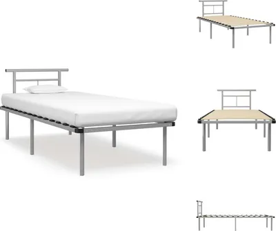 Produktbild von vidaXL Bettgestell Grau Metall 90x200 cm -  Betten & Bettgestelle