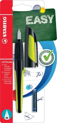 Produktbild von STABILO EASYbuddy, Schwarz, Limette, Kartuschenfüllsystem, Blau, Rechtshändig, 110 mm, 212 mm