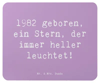 Produktbild von Mr. & Mrs. Panda Mauspad Spruch 1982 Geburtstag Stern - Lavendeltraum - Geschenk, mousematte, Mousepad, Happy Birthday, computer, Mouse Pad, Feiern, Geburtstagsgeschenk