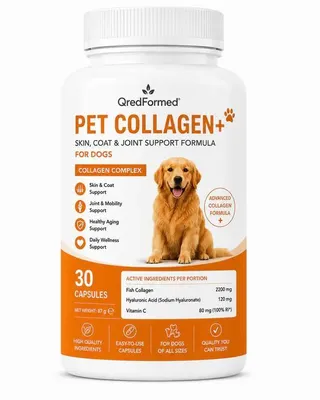 Zdjęcie produktu dla PET COLLAGEN+ – preparat wspomagający zdrowie skóry, sierści i stawów u psów – 30 kapsułek